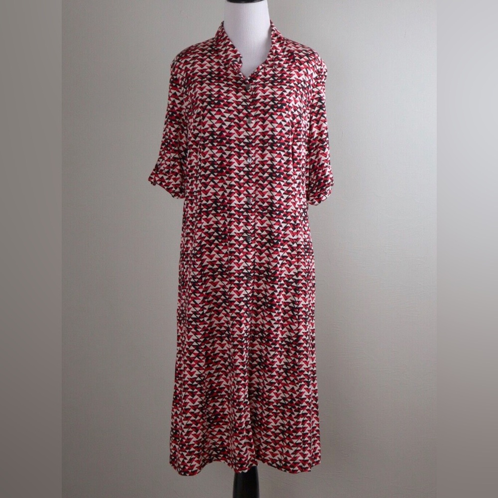 J. Jill triangle‎ geo print button from collared dress size 12P $119 new